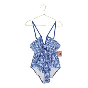 Shade & Shore Blue White Full Seat Coverage One Piece Suit XL 16 NWT